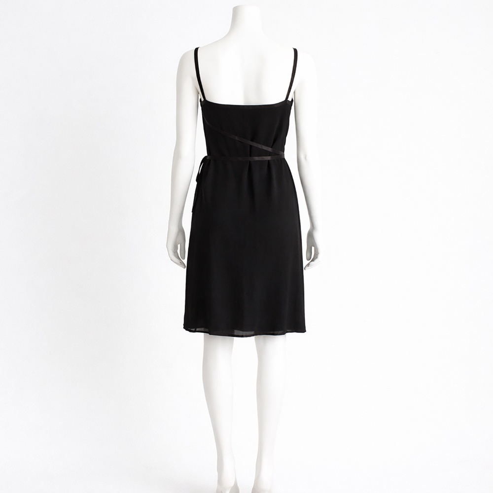 Yves Saint Laurent Rive Gauche Black Crepe Cocktail Dress Wrap Tie Bodice 1990s - Picture 12 of 13